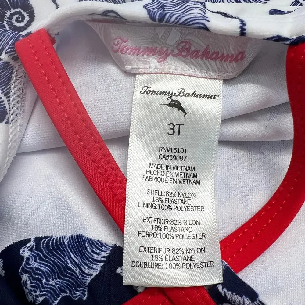 New Tommy Bahama  Girls‎ 3T Tankini Top Ruffle Sleeve Sea Shells